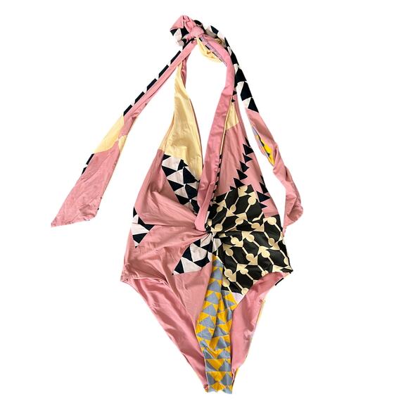 Self-Portrait Deco Printed V-Neck Swimsuit US 4 - Picture 2 of 7